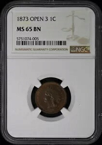 1873 オープン 3 ブロンズ インディアン セント 1C NGC MS65BN｜WORLD RESOURCE【KING店】