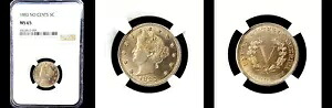 1883 5C セントなし- NGC MS65- PQ リバティ ニッケル