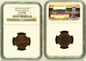 ベルギー 20 フラン 1835 パターン ブロンズ NGC ホルダー PF 65 RB レア nswleipzig