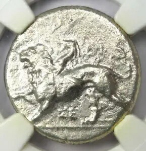 シキオニア シキオン AR ステーター ライオン シルバー ギリシャ コイン 400-323 BC - 認定 NGC VF