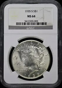 1935-S 平和ドル S$1 NGC MS64