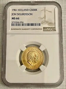 アイスランド 1961 ジョン シグルズソン 500 クローヌール ゴールド NGC MS66 SKU#5603｜WORLD RESOURCE【KING店】 402,600円