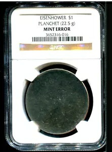 アイゼンハワー $1 NGC 本物 - ブランク プランシェット - レア ミント エラー