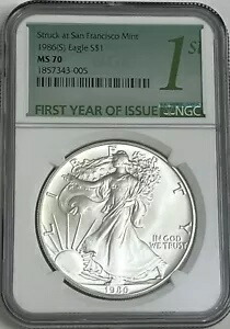 1986 (S) NGC MS70 $1 シルバー イーグル 1 オンス サンフランシスコ初年度号に衝撃