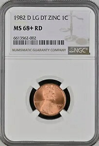 1982-D 1C RD ラージ デイト リンカーン記念館 1 セント NGC MS68+RD 6613562-002