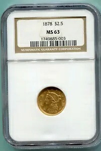 1878 $2.5 リバティ クォーター イーグル NGC MS63 ベターデイト !シミはありません！古いホルダー！｜WORLD RESOURCE【KING店】