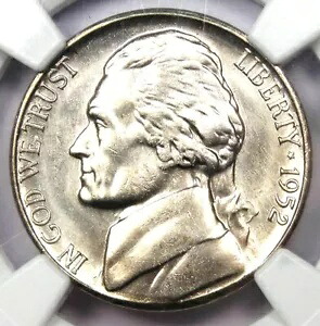 1952-S ジェファーソン ニッケル 5C コイン - NGC MS66+ 5FS - レア プラス グレード - 2,950 ドル相当