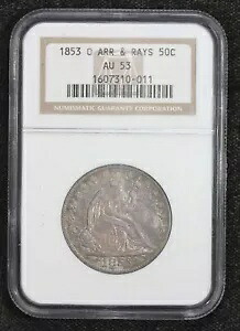 1853-O シーテッド リバティ ハーフダラー NGC AU-53 アローズ & レイズ 4PQH