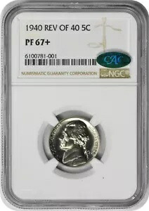 1940 年ジェファーソン ニッケル リバース オブ 1940 PR67+ NGC (CAC)