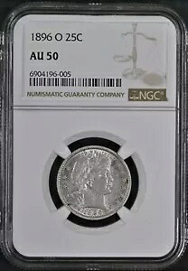 1896 O クォーター ダラー バーバーまたはリバティ ヘッド NGC AU-50