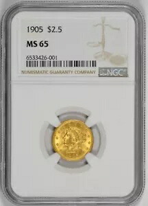 1905 クォーター イーグル $2.50 NGC MS65 420,640円