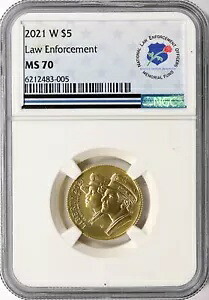 2021-W $5 法執行機関モダン ゴールド 記念 NGC MS70