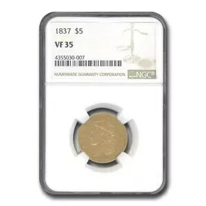 1837年 $5 クラシックヘッド ハーフイーグル VF-35 NGC