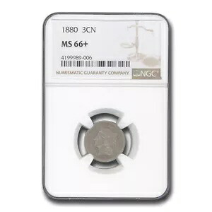 1880 スリーセントニッケル MS-66+ NGC