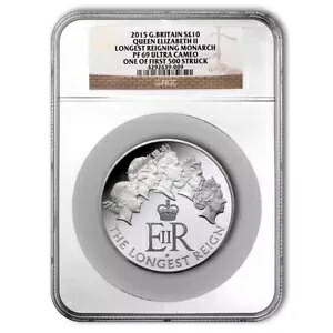 2015 GB 5 オンス シルバー 最長在位君主 PF-69 NGC (1st 500)
