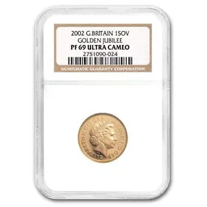 2002 英国ゴールド ソブリン ゴールデン ジュビリー ER II PF-69 NGC