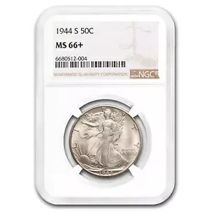 1944-S ウォーキング リバティ ハーフダラー MS-66+ NGC
