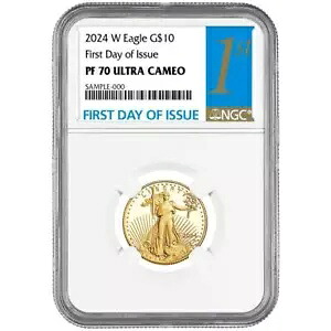 2024-W プルーフ $10 1/4 オンス アメリカン ゴールド イーグル NGC PF70UC FDI ファースト ラベル｜WORLD RESOURCE【KING店】