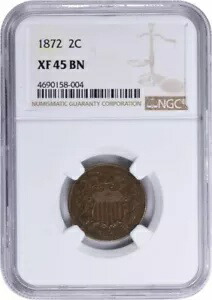 1872年 2セントピース EF45BN NGC