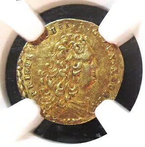 メクレンブルク - シュヴェリーン州。フリードリヒ・ヴィルヘルム ゴールド 1/4 Ducat ND (ca. 1704) AU53 NGC。｜WORLD RESOURCE【KING店】