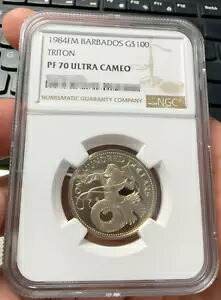 NGC PF 70 ウルトラ カメオ 1984FM バルバドス G$ 100 トリトン コレクターズ コイン