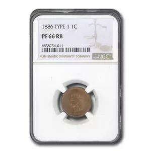 1886 インディアン ヘッド セント PF-66 NGC (レッド/ブラウン、タイプ 1)
