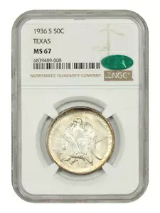 1936-S 50C テキサス NGC/CAC MS67 - クラシック シルバー 記念品 - 低造幣品