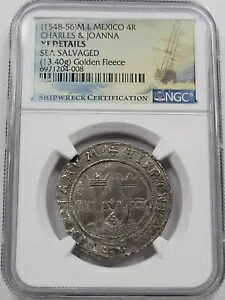 1548-56 メキシコ コブ 4 レアル *ゴールデン フリース シップレック* NGC カルロス & ジョアンナ *H296
