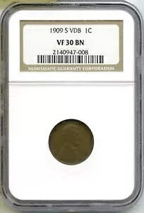 1909-S VDB リンカーン ウィート セント ペニー NGC VF 30 BN サンフランシスコ造幣局 - H996