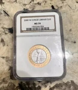 2000-W ゴールド/プラチナ $10 米国議会図書館 MS-70 NGC|WORLD RESOURCE【KING店】