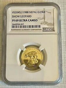 ネパール 1988 スノー レオパード 1/4 アサルフィ 1/4 オンス ゴールド NGC PF69 ウルトラ カメオ SKU# 1677|WORLD RESOURCE【KING店】