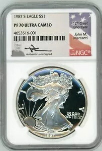 1987 S $1 1 オンス プルーフ シルバー イーグル NGC PF70 ジョン マーカンティ|WORLD RESOURCE【KING店】