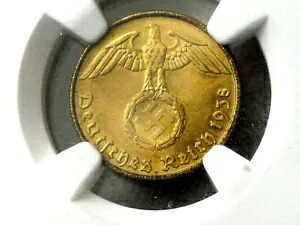 NGC MS-64 ナチスドイツ卍 1938-A 5 帝国ペニヒコイン 第 3 帝国造幣局 UNC!｜WORLD RESOURCE【KING店】 431,145円