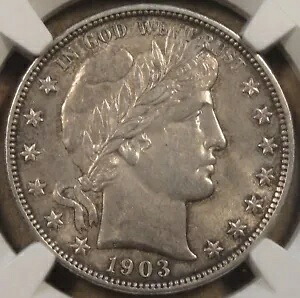 1903 バーバー ハーフダラー 50c NGC 認定 AU58