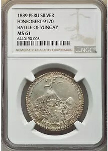 1839 クスコ ペルー メダル ユンガイの戦い NGC MS61 フォンロバート 9170 シルバー レアレス｜WORLD RESOURCE【KING店】