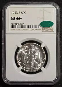 1943-S ウォーキング リバティ ハーフダラー NGC MS-66+ CAC｜WORLD RESOURCE【KING店】