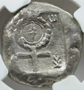 キプロス サラミス 480-460 BC クラウチング ラム キプロス オールド シルバー NGC ギリシャ コイン D011