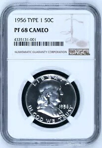 1956 フランクリン ハーフ タイプ 1 NGC PF68 カメオ ブリリアント ホワイト PR68 カメオ スポットレス｜WORLD RESOURCE【KING店】