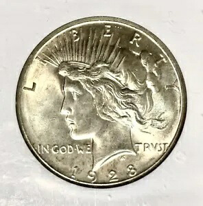 NGC MS64 1928 米国平和ドル銀貨 (キー日付 / 美しい光沢 +)