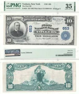 1902年 $10 ニューヨーク PMG Ch VF-35 ヨンカーズチャーター 653