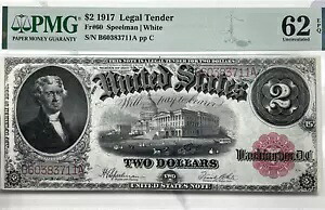 1917年 $2 法定通貨 FR#60 スピールマン/ホワイト PMG 62 未流通｜WORLD RESOURCE【KING店】