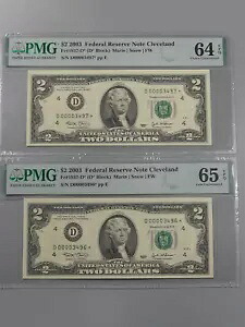 CU Crisp 2 Consec 4 桁 Low シリアル番号 STAR $2 FRN 2003 Notes PMG 64,65 EPQ。 #21