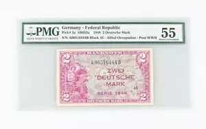 1948 ドイツ - 連邦共和国 2 ドイツマルク ピック# 3a PMG AU 55｜WORLD RESOURCE【KING店】 237,600円