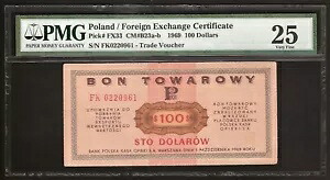 ポーランド 100 ドル 1969 P:FX33 VF (25 PMG) 外国為替証明書｜WORLD RESOURCE【KING店】