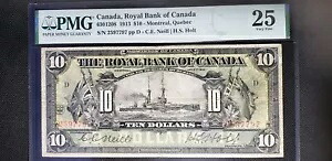 ロイヤル バンク オブ カナダ 1913 $10 630-12-08 (S/N 2597797) PMG VF25｜WORLD RESOURCE【KING店】