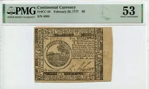 2 月 26 日 $6 大陸通貨 1777 CC-59 PMG 53｜WORLD RESOURCE【KING店】