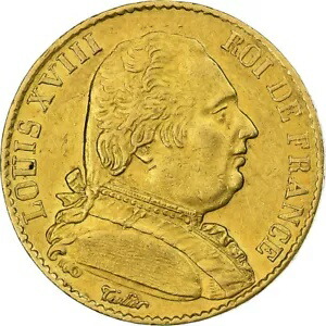 [#1120901] フランス、ルイ 18 世、20 フラン、1814 年、パリ、ゴールド、MS、ガドゥリー:1026