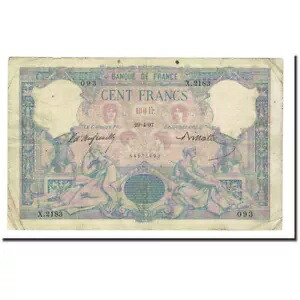 [#172091] フランス、100 フラン、ブルー エ ローズ、1897-04-29、VF、ファイエット:21.10、KM:65｜WORLD RESOURCE【KING店】