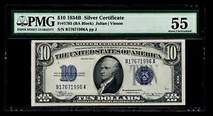 キー日付 1934-B $10 シルバー証明書 PMG 未流通 55 について|WORLD RESOURCE【KING店】