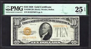 ???? 1928 $10 ゴールド証明書 ??BA ブロック?? PMG VF 25 EPQ 入手困難!|WORLD RESOURCE【KING店】